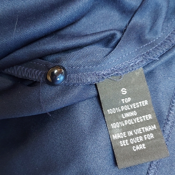 BCX Sleeveless Blouse Boho Western Aztec Design Keyhole Back Size S Blue Yellow - Picture 12 of 12